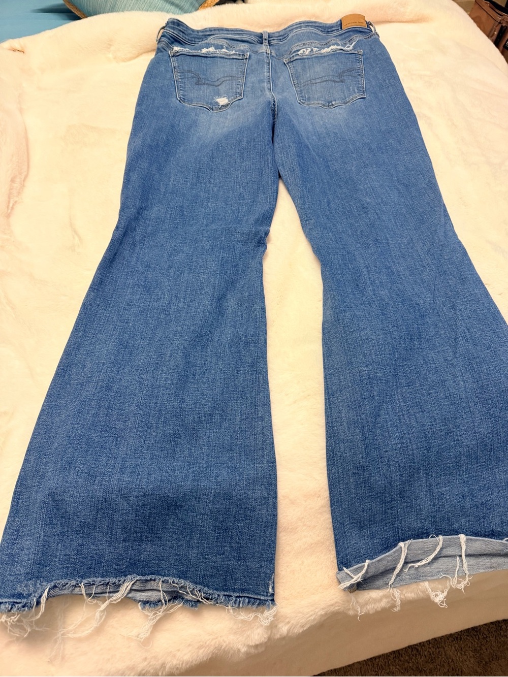 American Eagle Outfitters Light Blue Distressed Flare Jeans